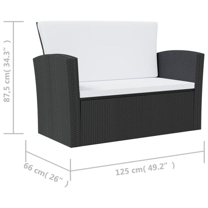 Set Divani da Giardino 8 pz con Cuscini in Polyrattan Nero - homemem39