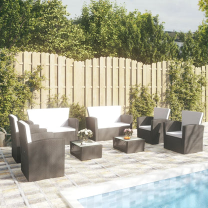 Set Divani da Giardino 8 pz con Cuscini in Polyrattan Nero - homemem39