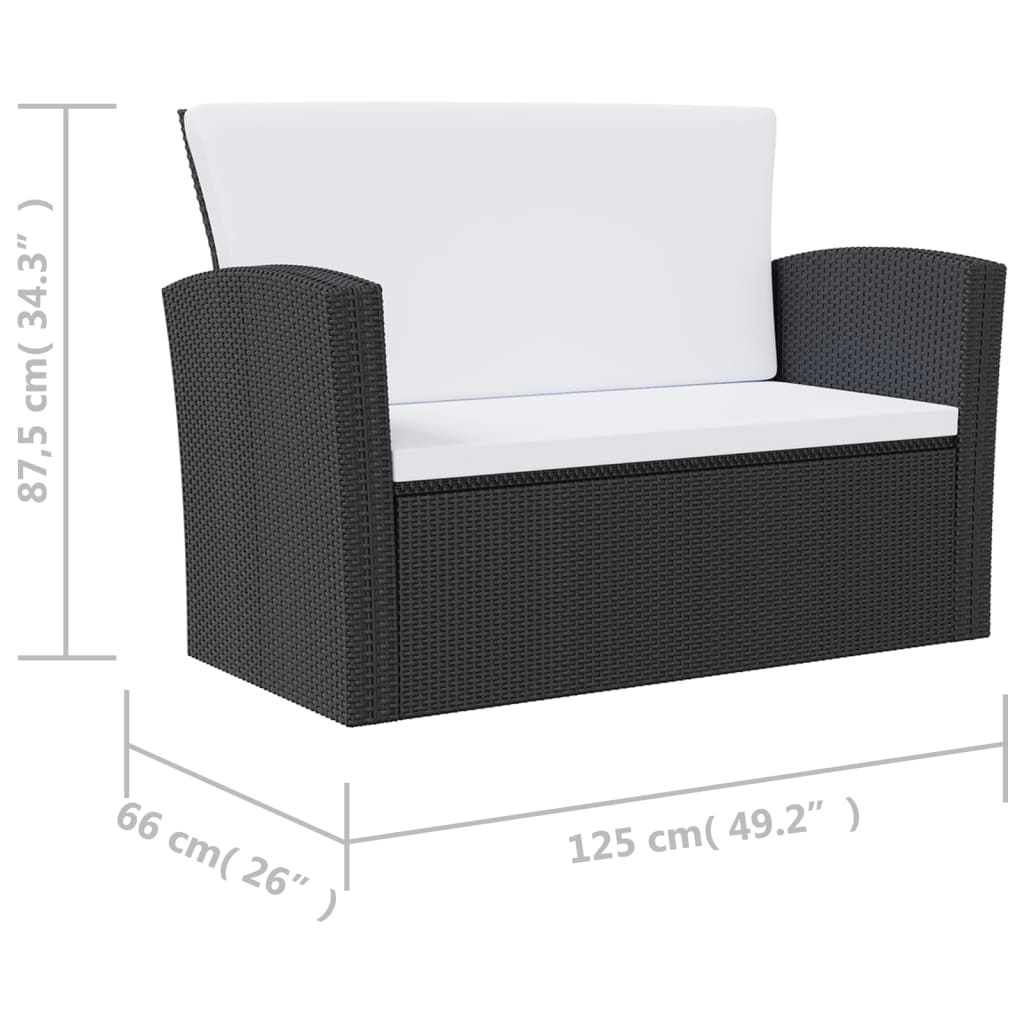 Set Divani da Giardino 16 pz con Cuscini in Polyrattan Nero - homemem39