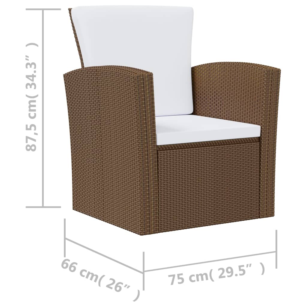 Set Divani da Giardino 8 pz con Cuscini in Polyrattan Marrone - homemem39