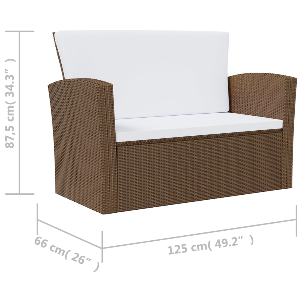 Set Divani da Giardino 8 pz con Cuscini in Polyrattan Marrone - homemem39