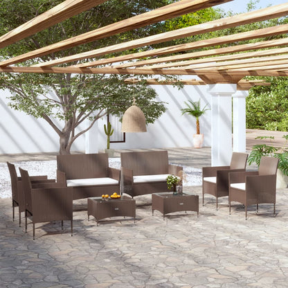 Set Divani da Giardino 8 pz con Cuscini in Polyrattan Marrone - homemem39