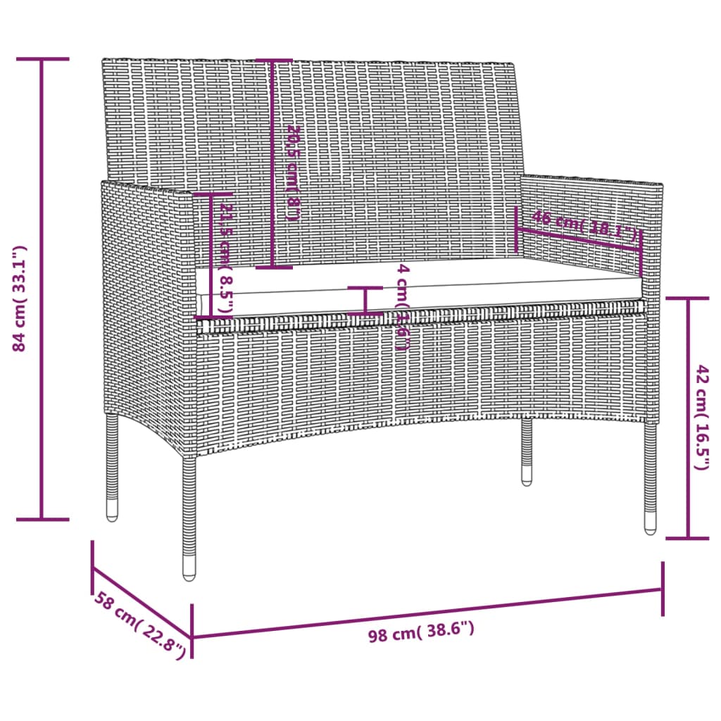 Set Divani da Giardino 16 pz con Cuscini in Polyrattan Grigio - homemem39