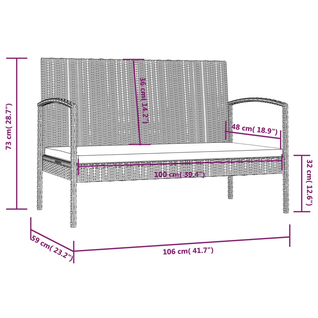 Set Divani da Giardino 8 pz con Cuscini in Polyrattan Nero - homemem39