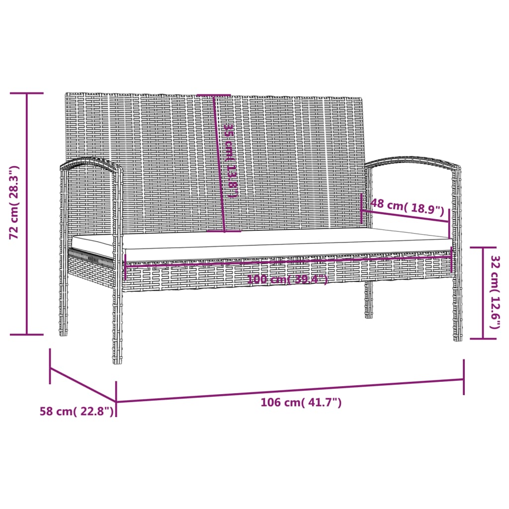 Set Divani da Giardino 8 pz con Cuscini in Polyrattan Grigio - homemem39