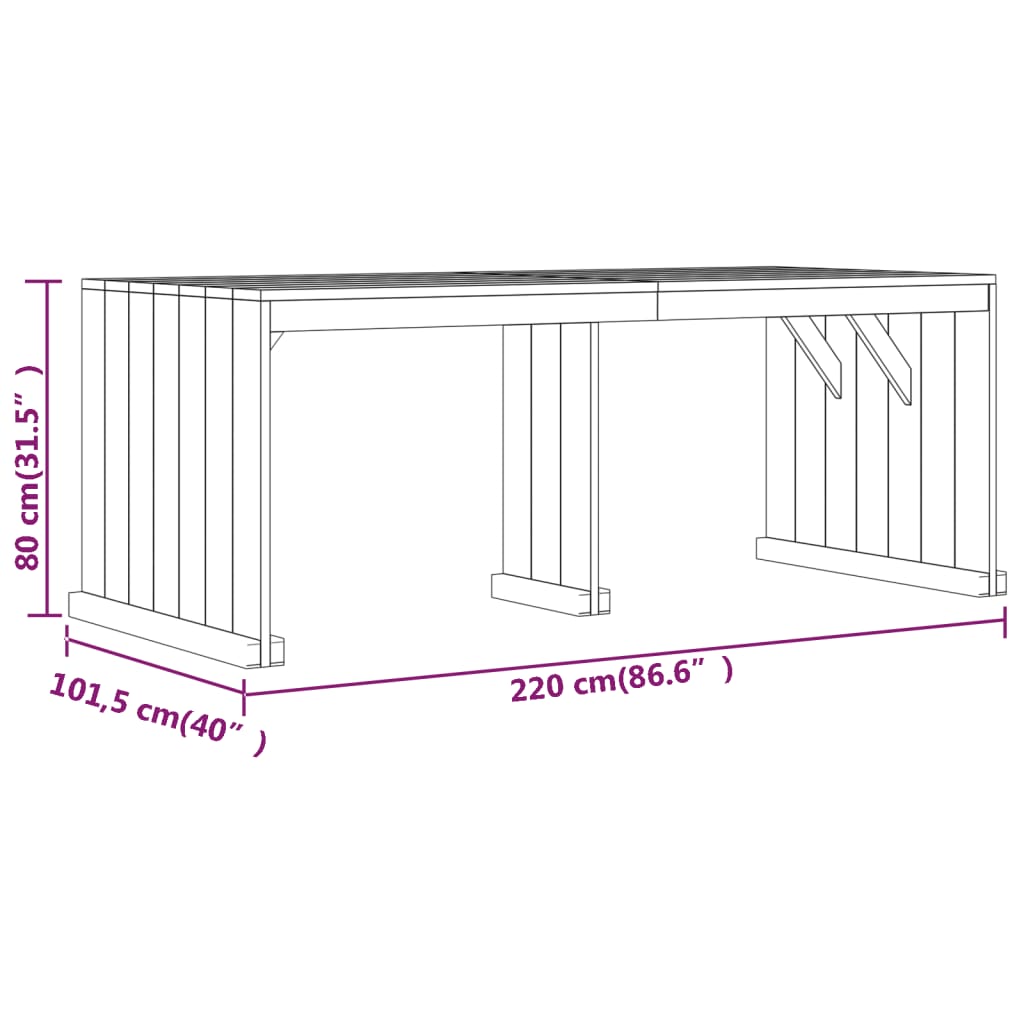 Set da Pranzo per Giardino 7 pz in Legno di Pino Impregnato - homemem39