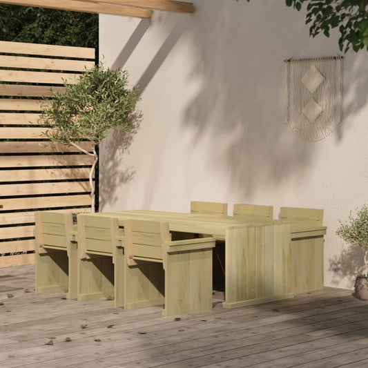 Set da Pranzo per Giardino 7 pz in Legno di Pino Impregnato - homemem39