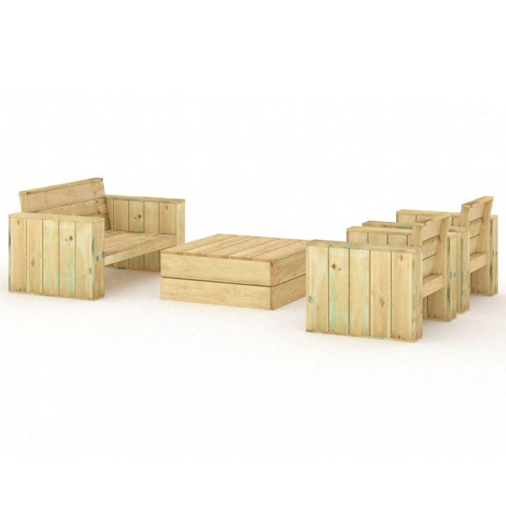 Set Salotto da Giardino 4 pz Legno Massello di Pino Impregnato - homemem39