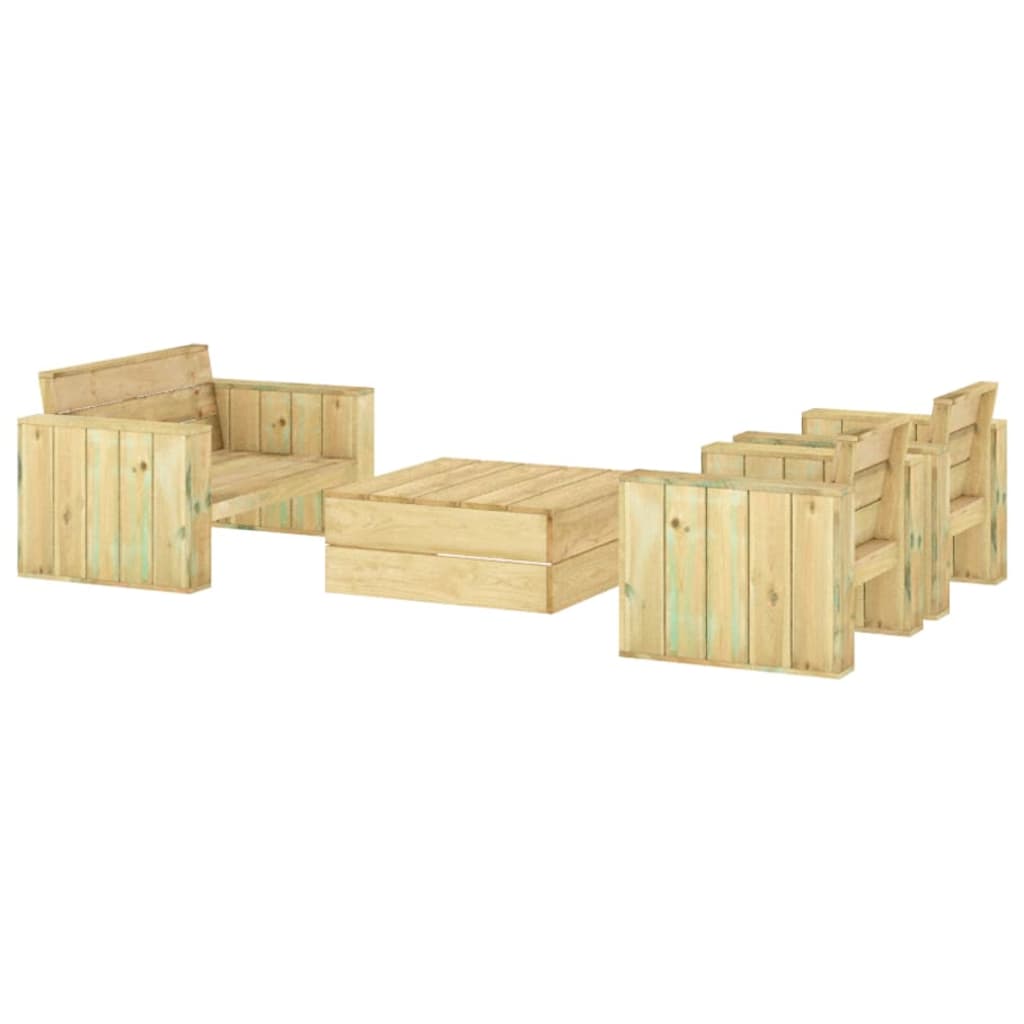 Set Salotto da Giardino 4 pz Legno Massello di Pino Impregnato - homemem39