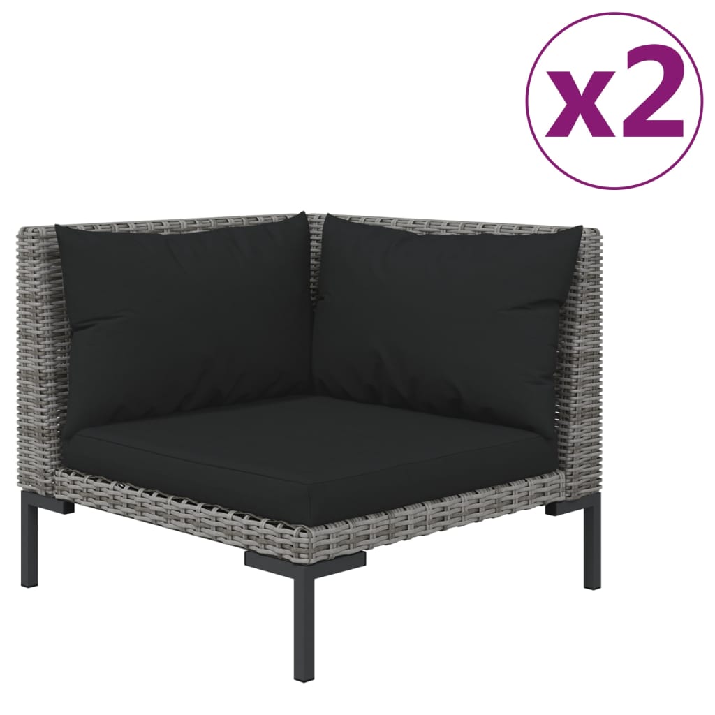 Set Divani da Giardino 3 pz Grigio Scuro Polyrattan Mezzo Tondo - homemem39