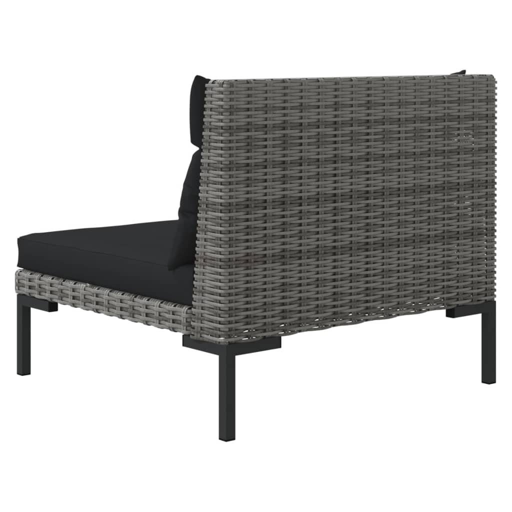 Set Divani da Giardino 3 pz Grigio Scuro Polyrattan Mezzo Tondo - homemem39