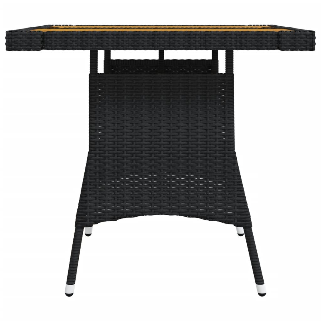 Tavolo Giardino Nero 70x70x72 cm Polyrattan e Massello d'Acacia - homemem39