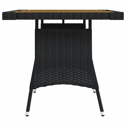 Tavolo Giardino Nero 70x70x72 cm Polyrattan e Massello d'Acacia - homemem39