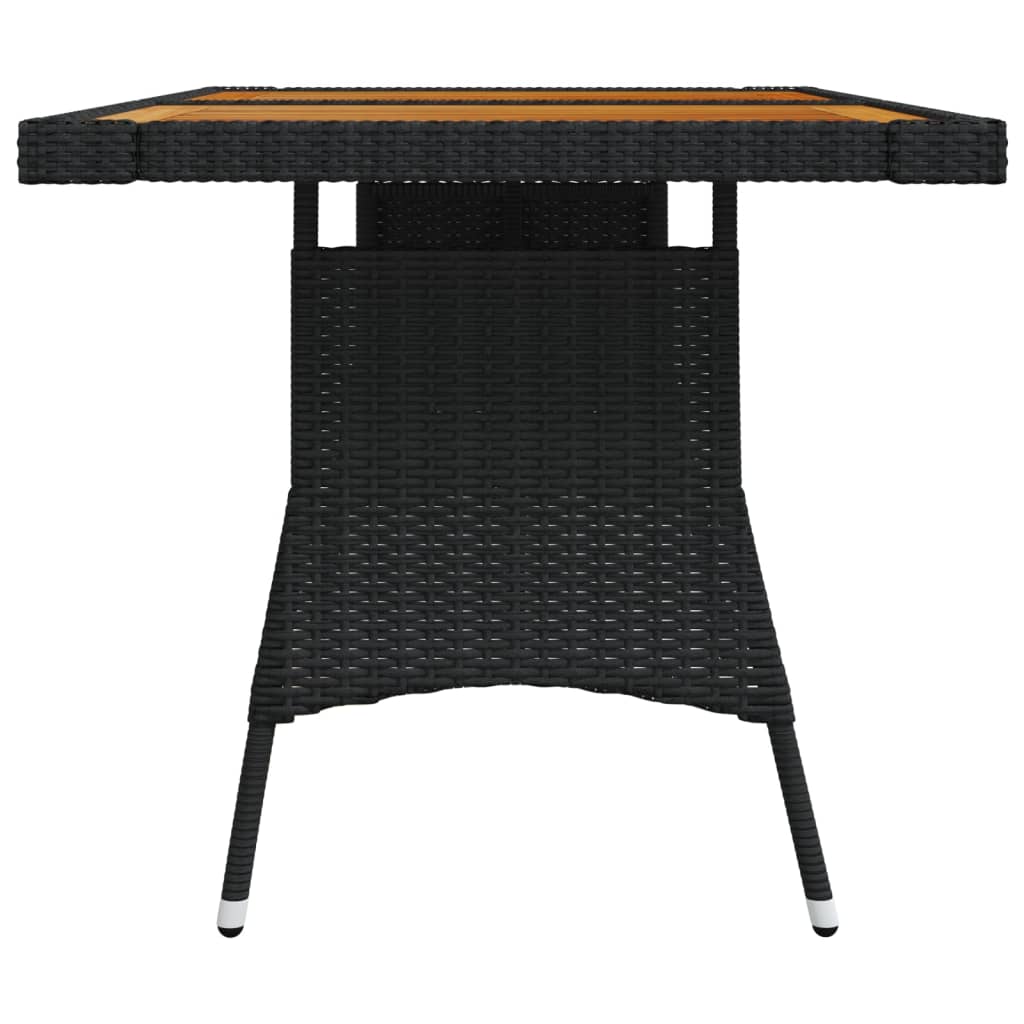 Tavolo Giardino Nero 130x70x72cm Polyrattan e Massello d'Acacia - homemem39