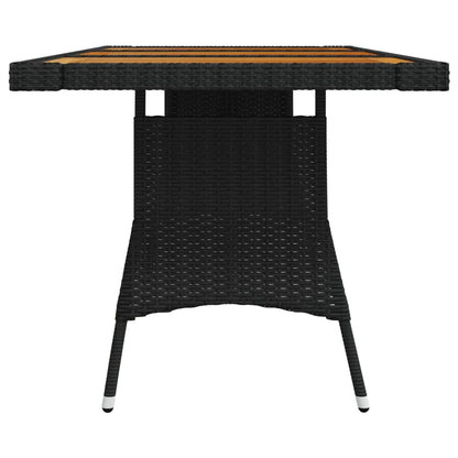 Tavolo Giardino Nero 160x70x72cm Polyrattan e Massello d'Acacia - homemem39