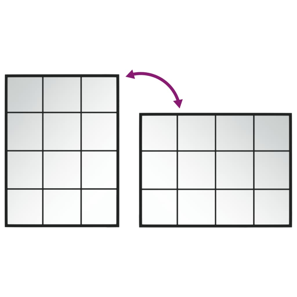 Specchio da Parete Nero 80x40 cm in Metallo - homemem39
