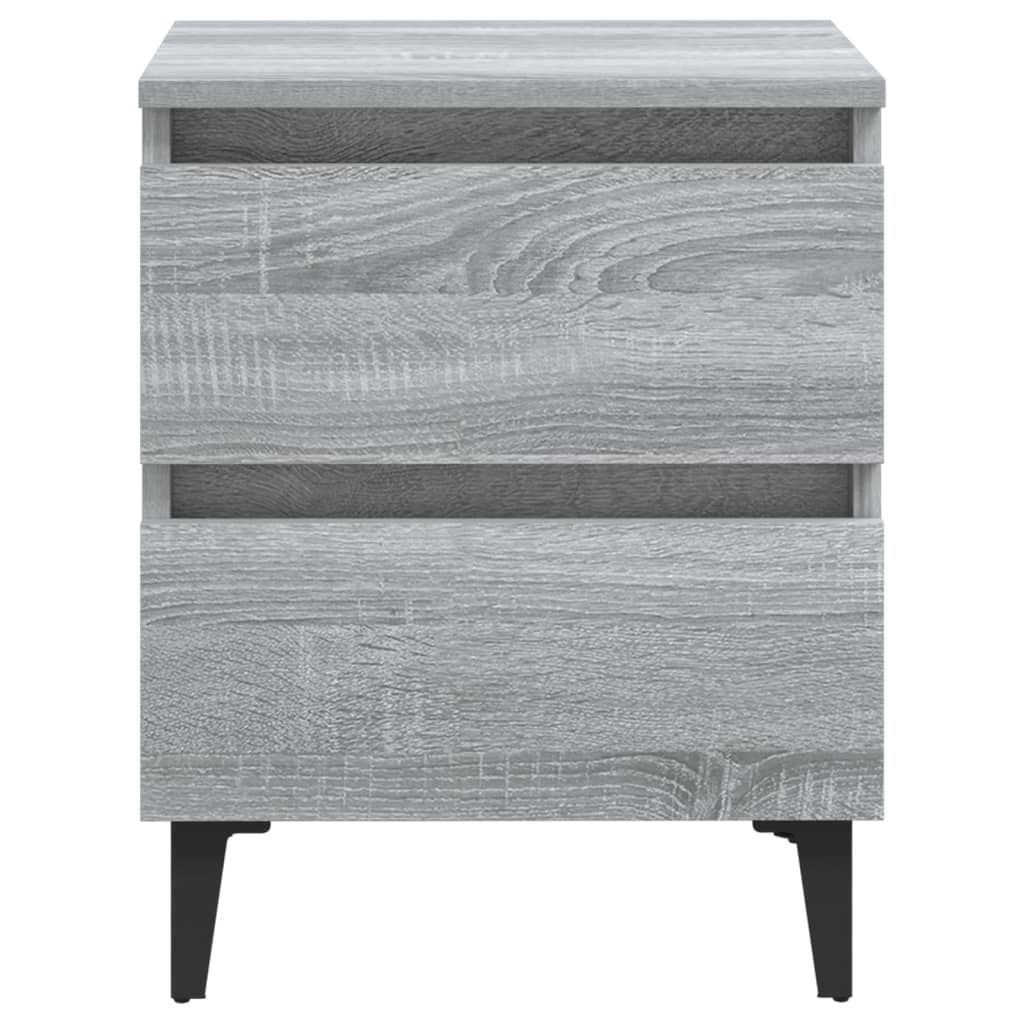 Comodini con Gambe in Metallo 2 pz Grigio Sonoma 40x35x50 cm - homemem39