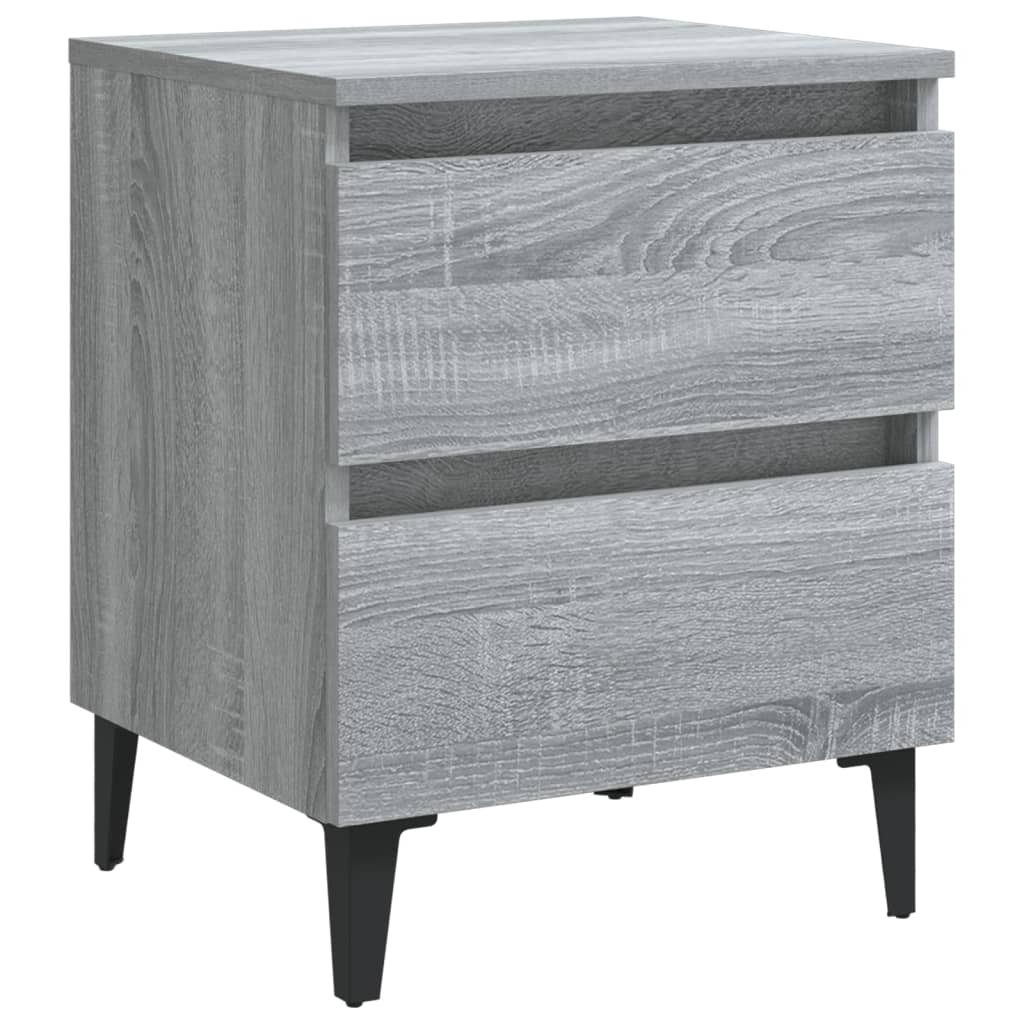 Comodini con Gambe in Metallo 2 pz Grigio Sonoma 40x35x50 cm - homemem39