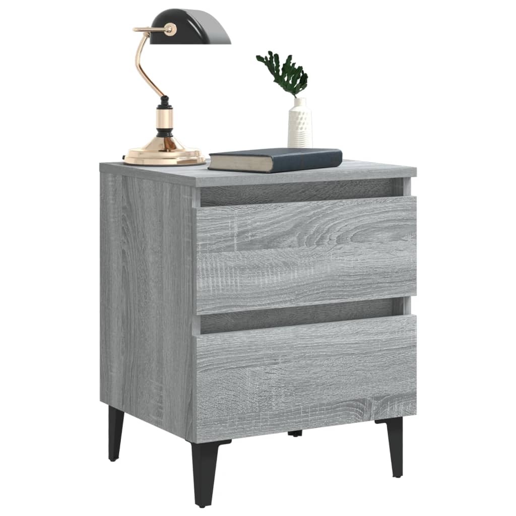 Comodini con Gambe in Metallo 2 pz Grigio Sonoma 40x35x50 cm - homemem39