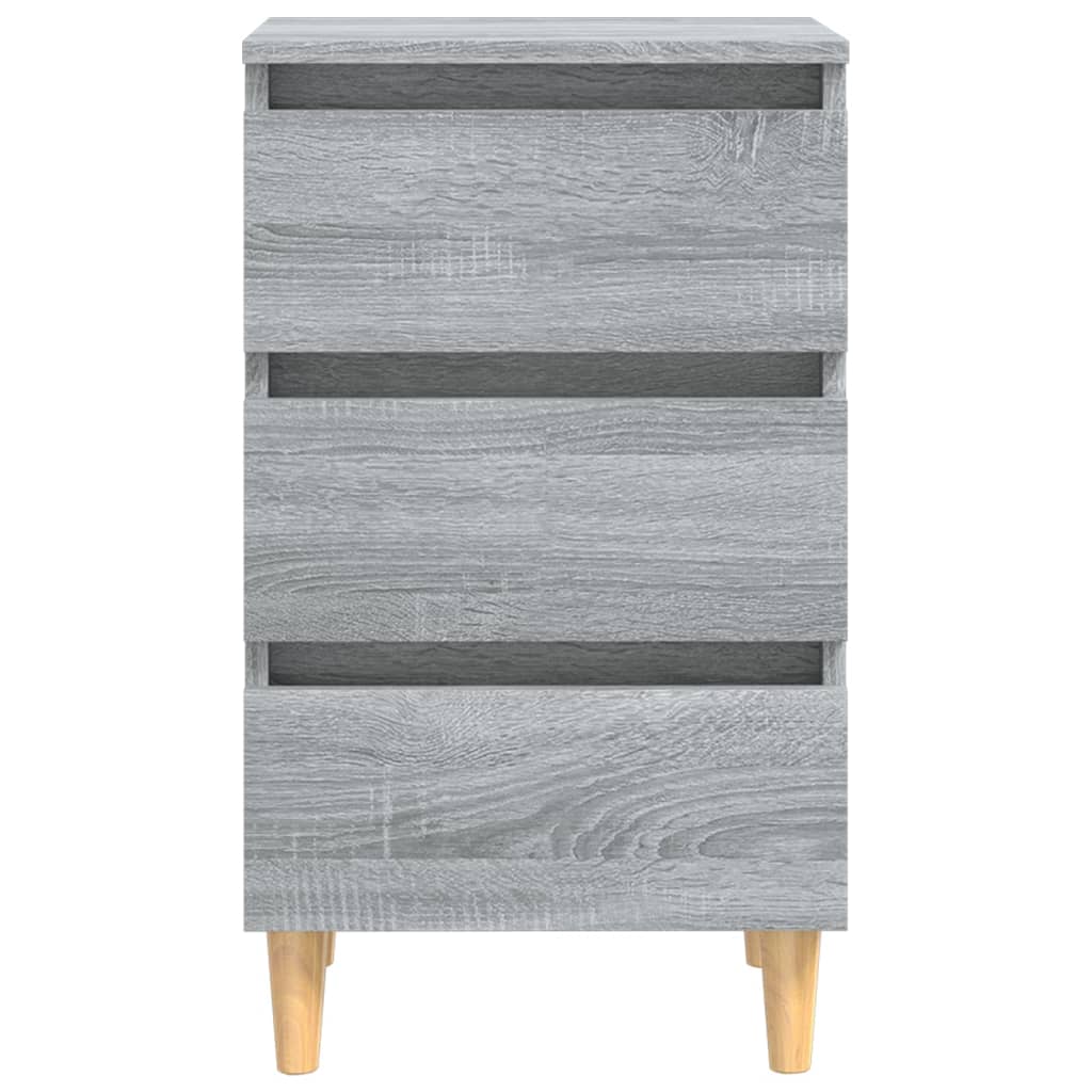 Comodini Gambe in Legno Massello 2 pz Grigio Sonoma 40x35x69 cm - homemem39