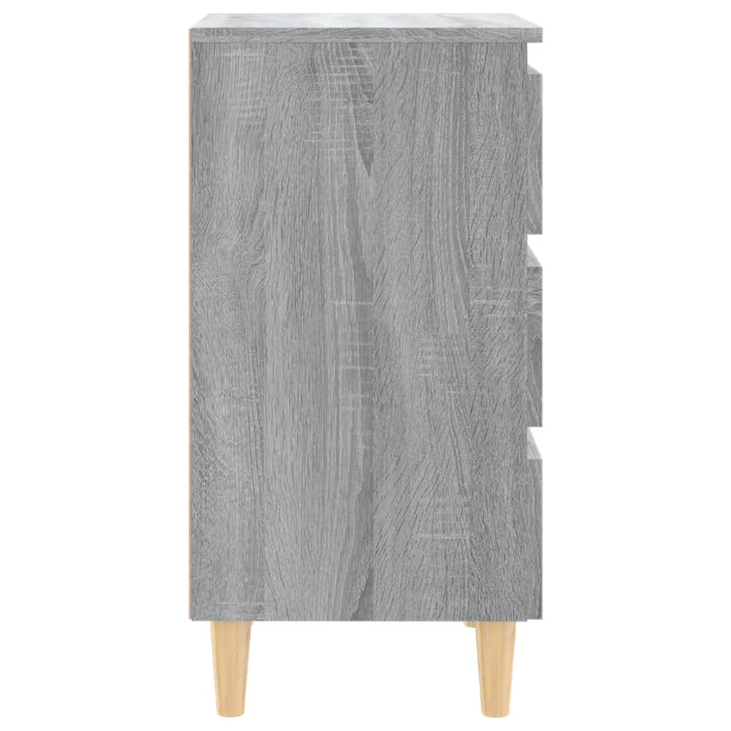 Comodini Gambe in Legno Massello 2 pz Grigio Sonoma 40x35x69 cm - homemem39