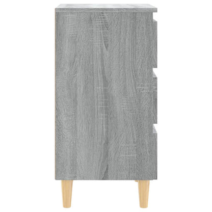 Comodini Gambe in Legno Massello 2 pz Grigio Sonoma 40x35x69 cm - homemem39