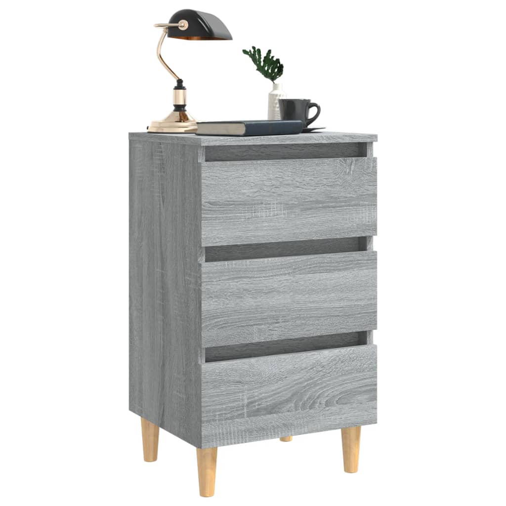 Comodini Gambe in Legno Massello 2 pz Grigio Sonoma 40x35x69 cm - homemem39