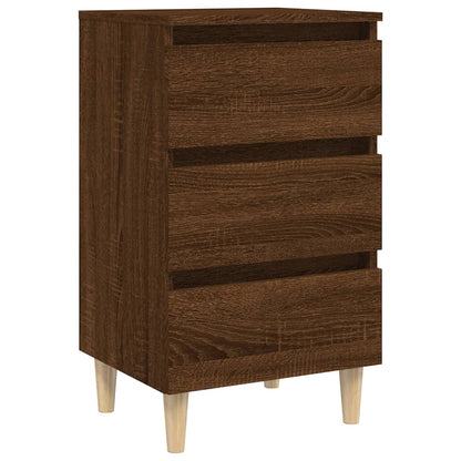 Comodini Gambe in Legno Massello 2pz Rovere Marrone 40x35x69cm - homemem39