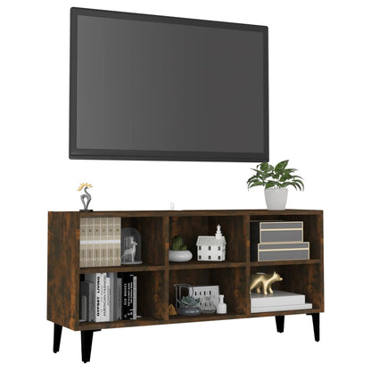 Mobile TV con Gambe in Metallo Rovere Fumo 103,5x30x50 cm - homemem39