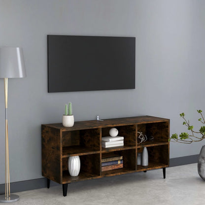 Mobile TV con Gambe in Metallo Rovere Fumo 103,5x30x50 cm - homemem39