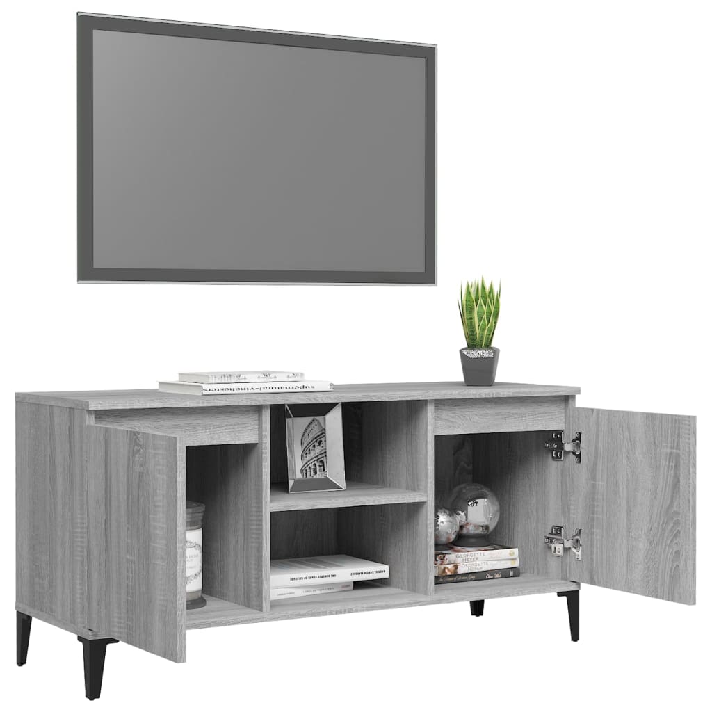 Mobile TV con Gambe in Metallo Grigio Sonoma 103,5x35x50 cm - homemem39