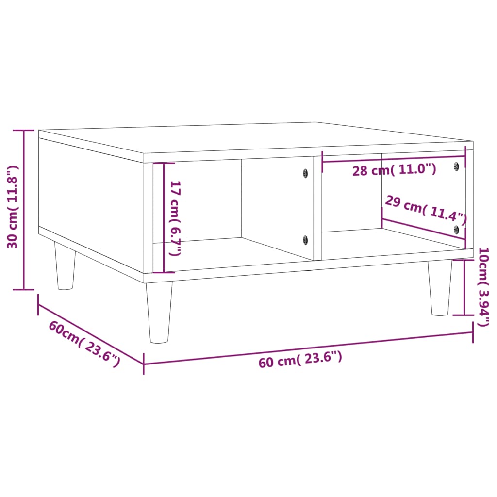 Tavolino da Salotto Rovere Marrone 60x60x30 cm in Truciolato - homemem39