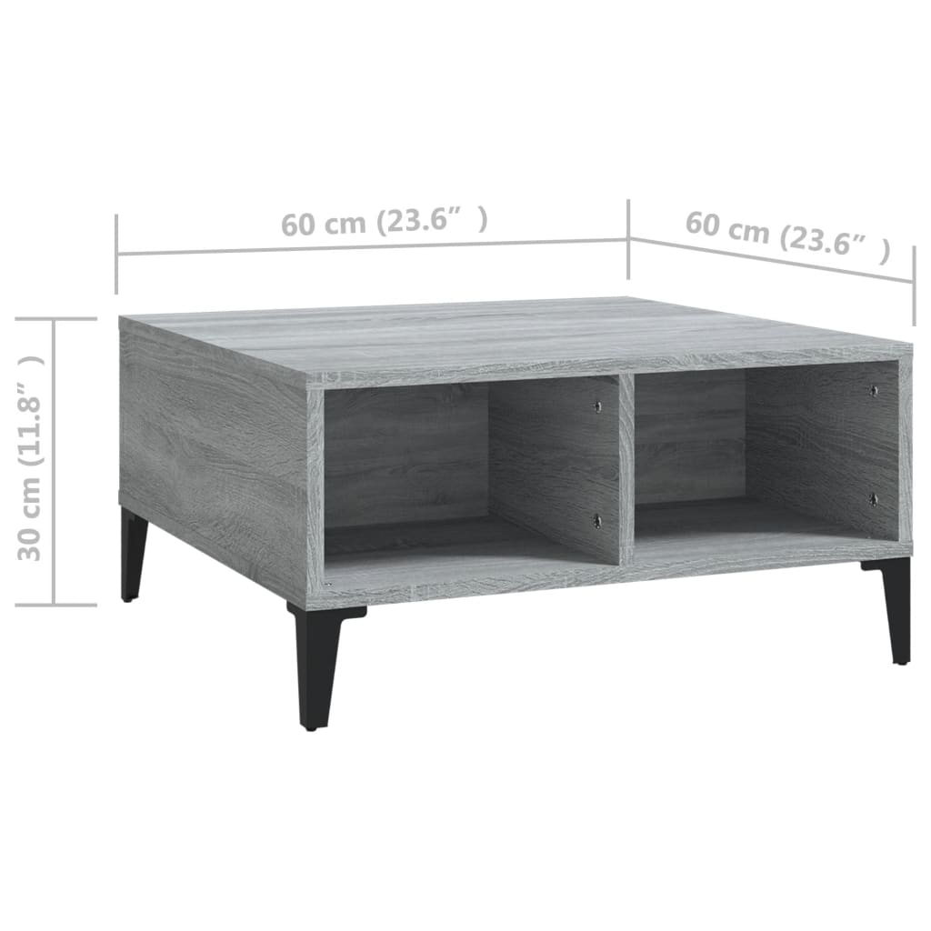 Tavolino da Salotto Grigio Sonoma 60x60x30 cm in Truciolato - homemem39