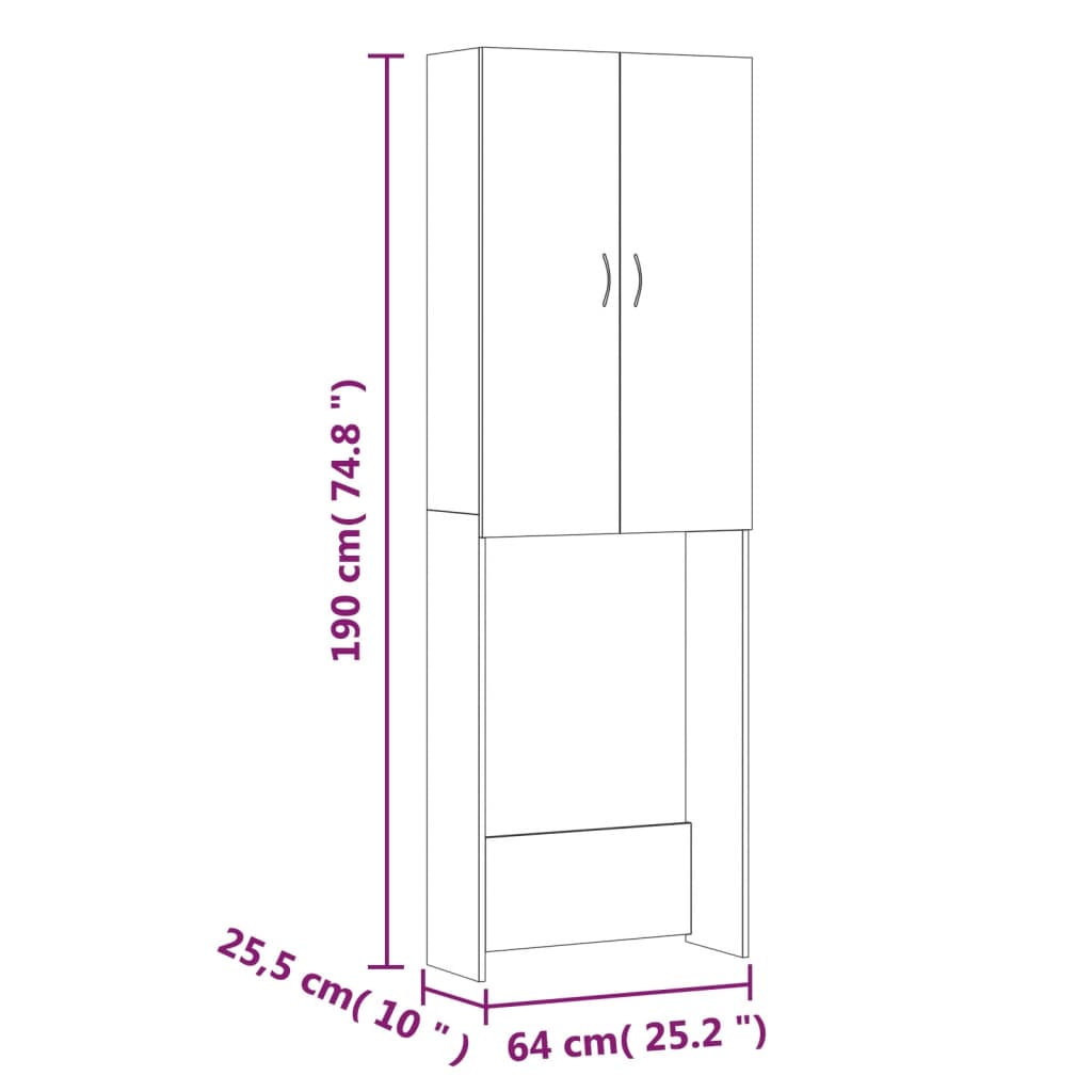 Mobile per Lavatrice Rovere Fumo 64x25,5x190 cm - homemem39