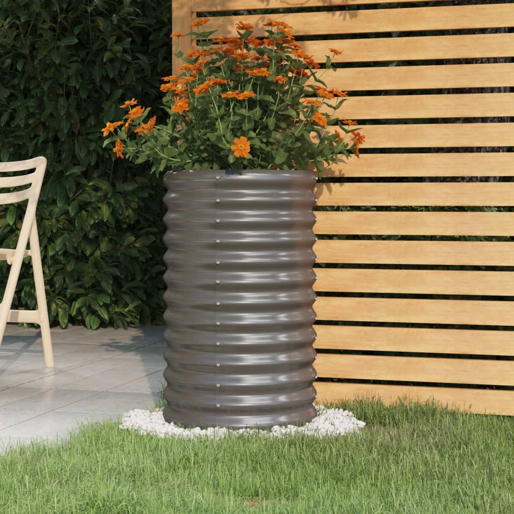 Vaso da Giardino Acciaio Verniciato a Polvere 40x40x68cm Grigio - homemem39