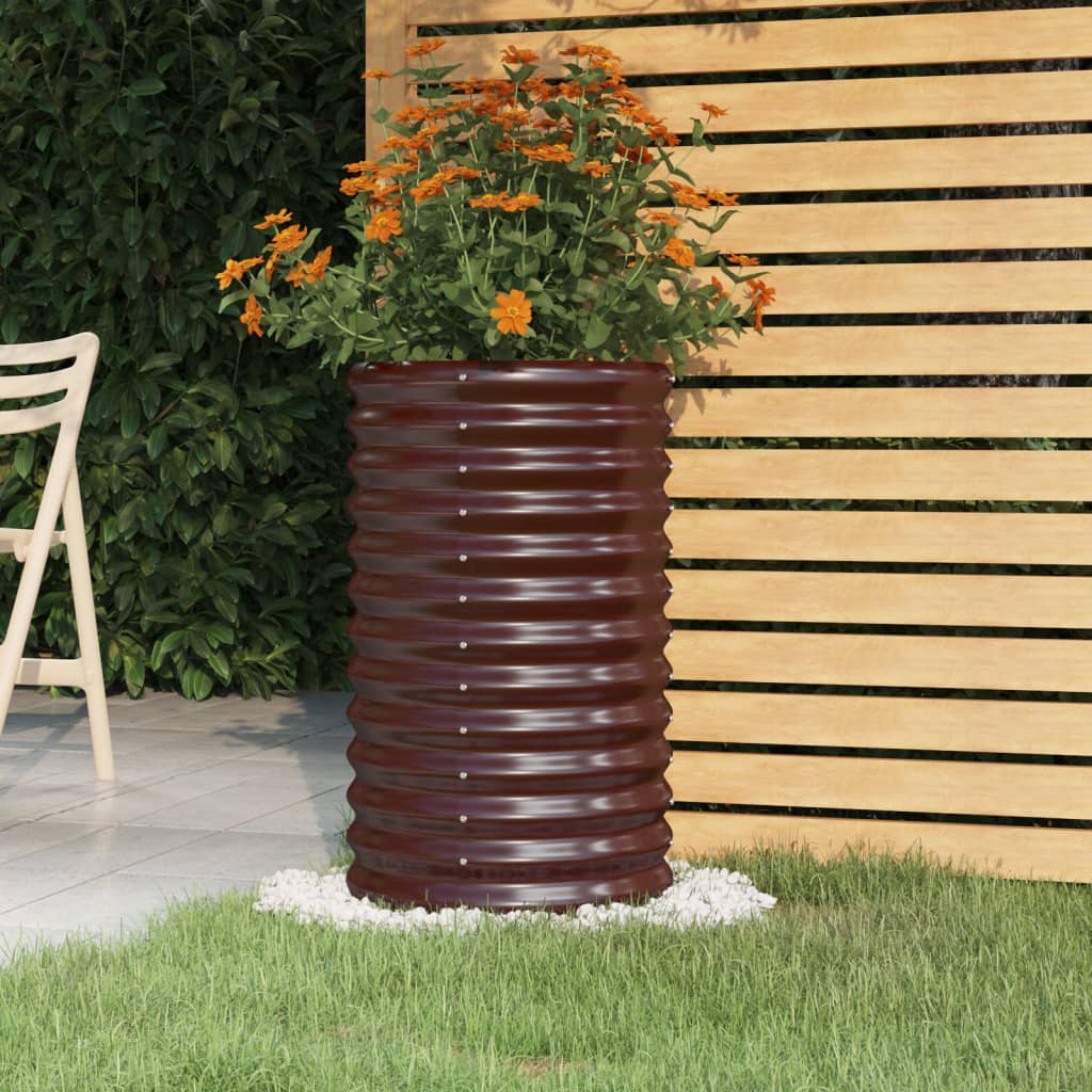 Vaso Giardino Acciaio Verniciato a Polvere 40x40x68 cm Marrone - homemem39