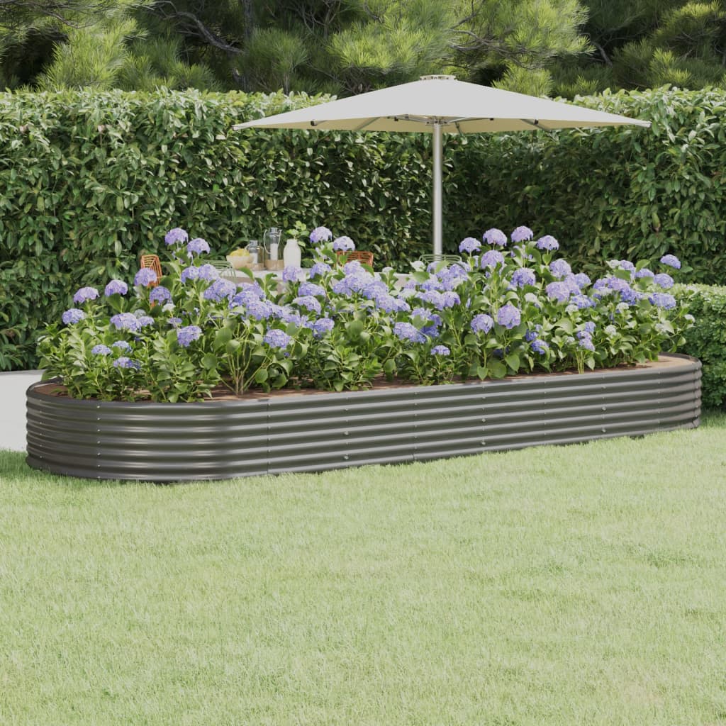 Vaso Giardino Acciaio Verniciato a Polvere 373x140x36 cm Grigio - homemem39