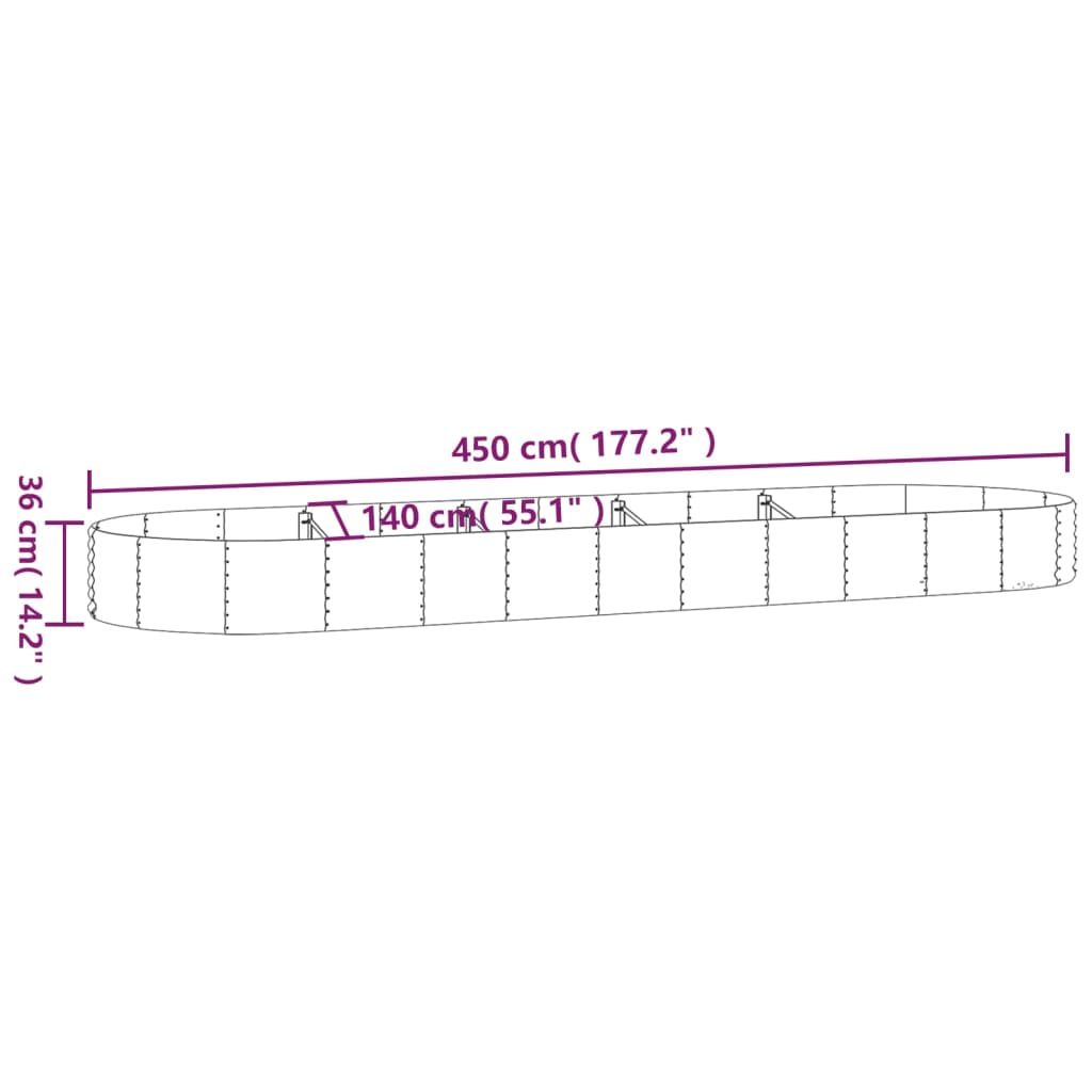 Letto Giardino Acciaio Verniciato a Polvere 450x140x36cm Grigio - homemem39