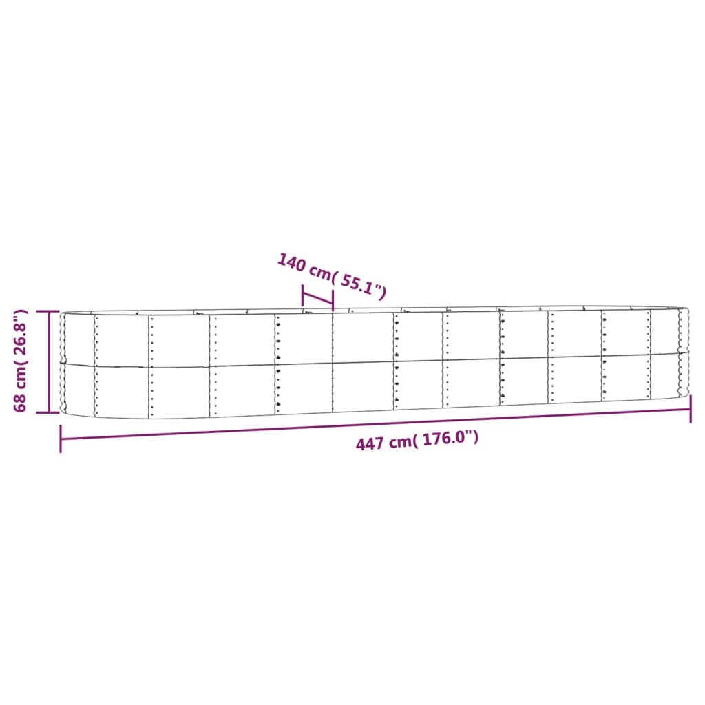 Fioriera Giardino Argento 447x140x68 Acciaio Verniciato Polvere - homemem39