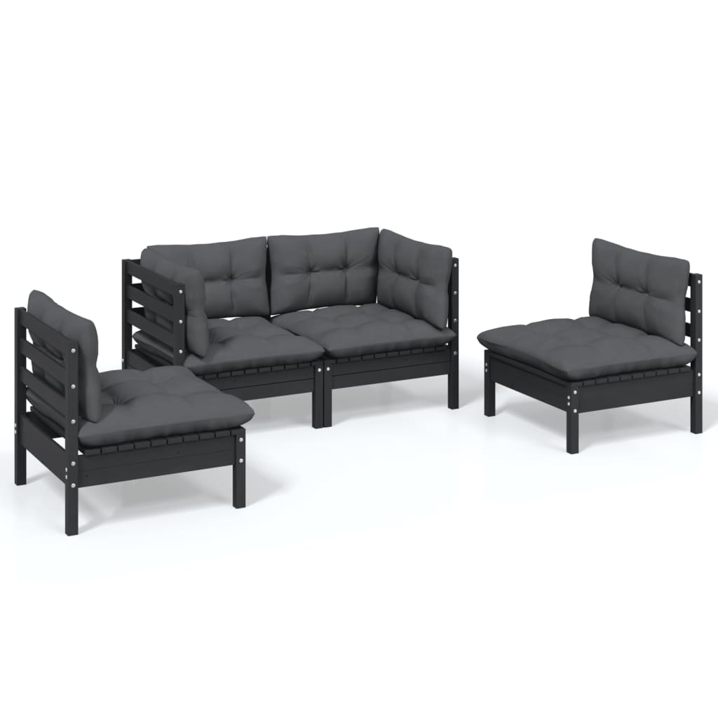 Set Divani da Giardino 4 pz con Cuscini Legno Massello di Pino - homemem39