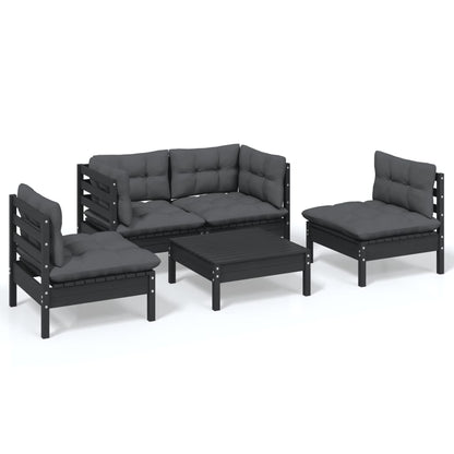 Set Divani da Giardino 5 pz con Cuscini Legno Massello di Pino - homemem39