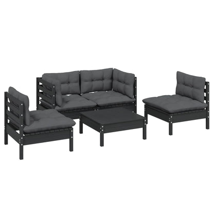 Set Divani da Giardino 5 pz con Cuscini Legno Massello di Pino - homemem39