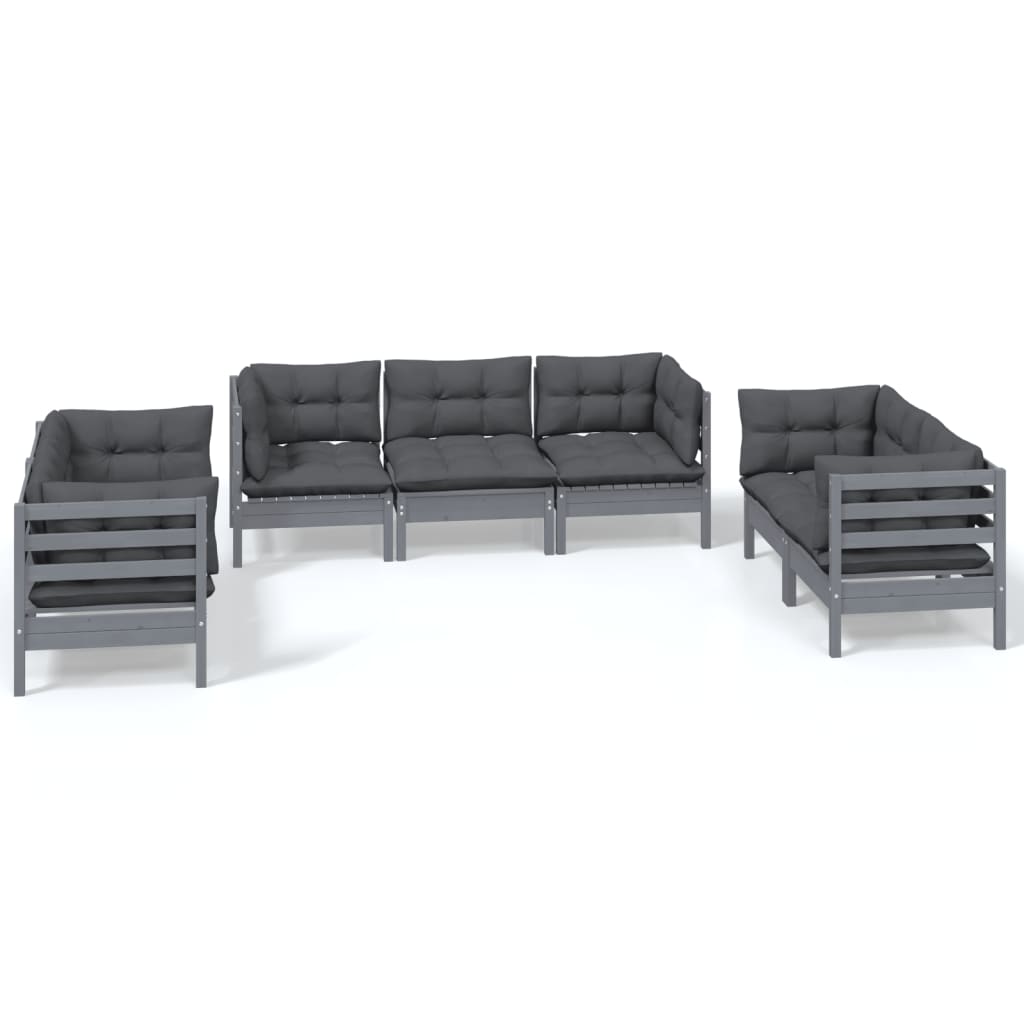 Set Divani da Giardino 7 pz con Cuscini Legno di Pino - homemem39