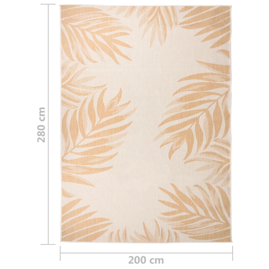 Tappeto da Esterni a Tessitura Piatta 200x280cm Motivo a Foglie - homemem39