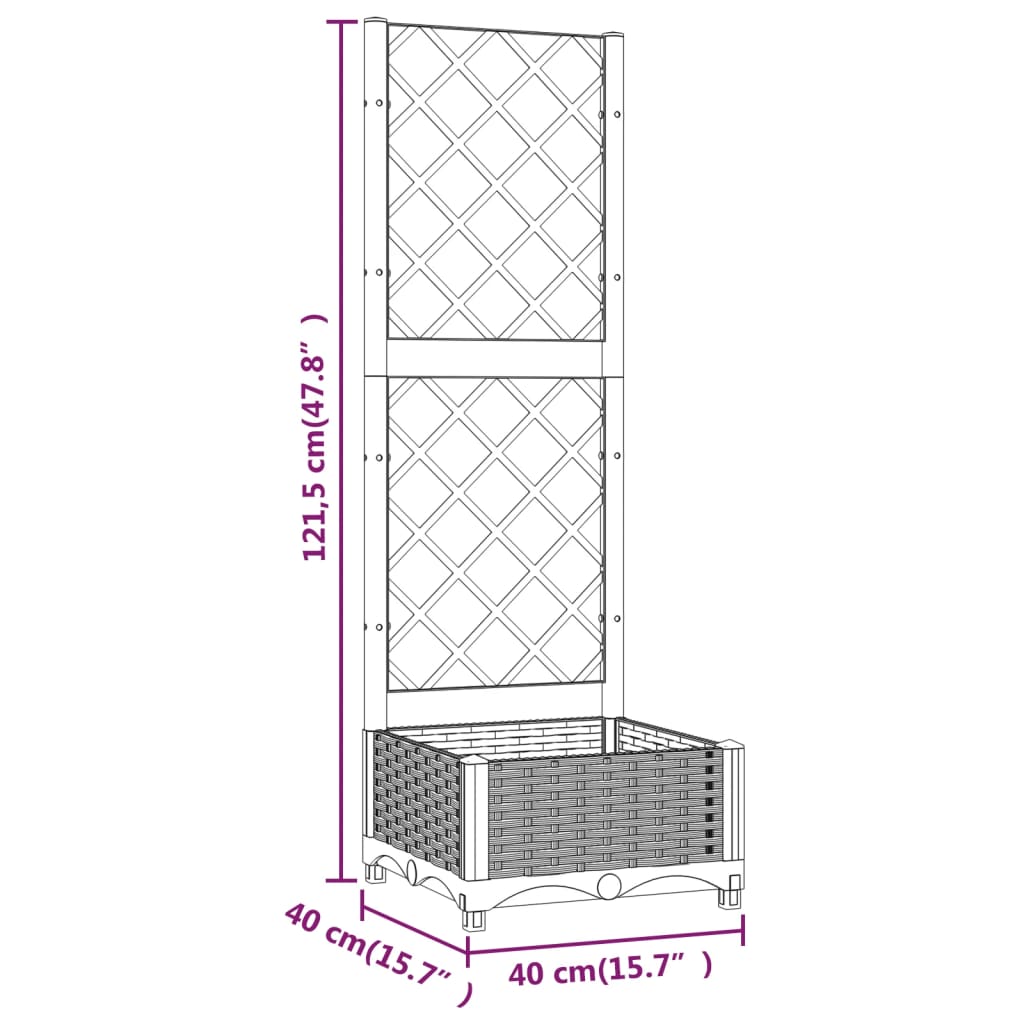 Fioriera da Giardino e Graticcio Grigio Scuro 40x40x121,5 cm PP - homemem39