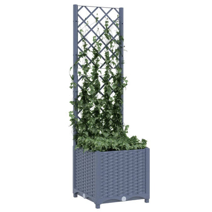 Fioriera da Giardino con Graticcio Grigio Scuro 40x40x136 cm PP - homemem39