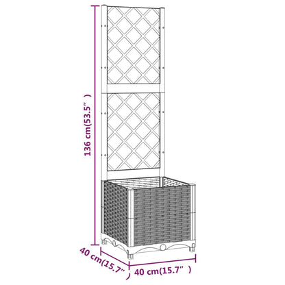 Fioriera da Giardino con Graticcio Grigio Scuro 40x40x136 cm PP - homemem39