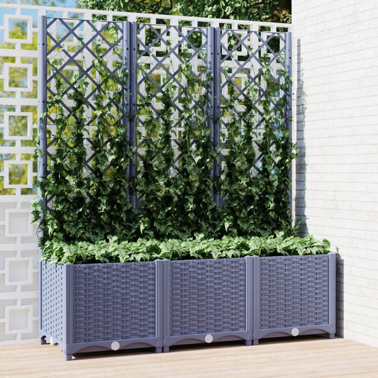 Fioriera da Giardino con Graticcio Grigio Scuro 120x40x136cm PP - homemem39