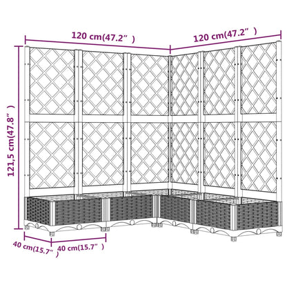 Fioriera Giardino e Graticcio Grigio Scuro 120x120x121,5 cm PP - homemem39