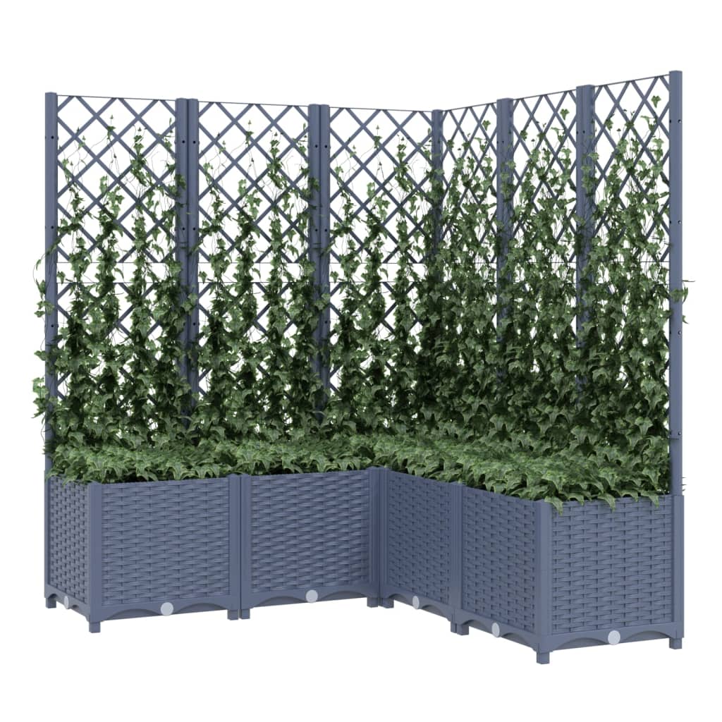 Fioriera da Giardino Graticcio Grigio Scuro 120x120x136cm PP - homemem39